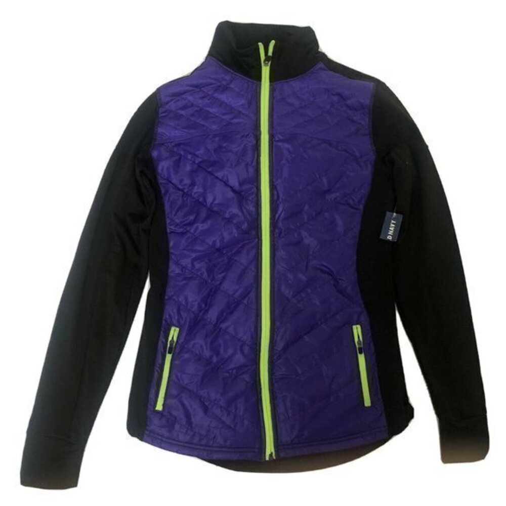 Old Navy Women’s Puffer Jacket XS Black Purple Hik